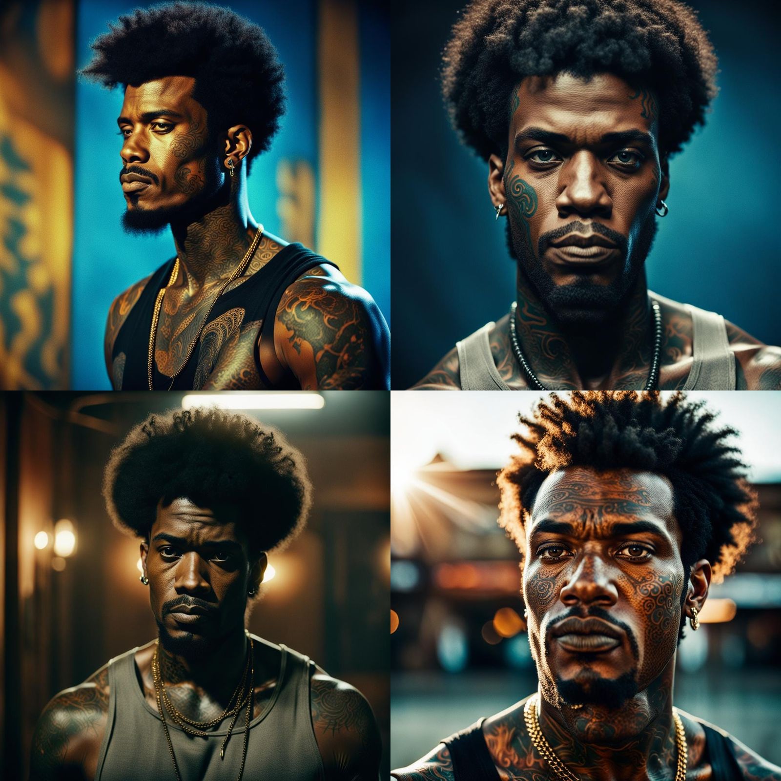 Dramatic Portrait of Young Man with Afro