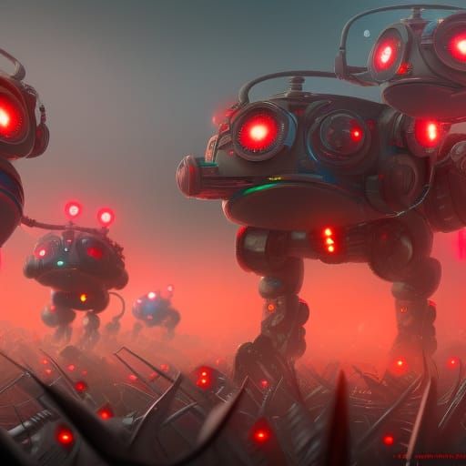 Musical Robot Army in Detailed Matte Painting