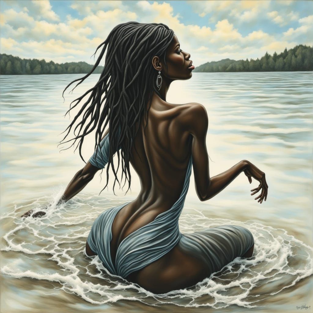 Beautiful Black Woman in Rubberized Material Illustration