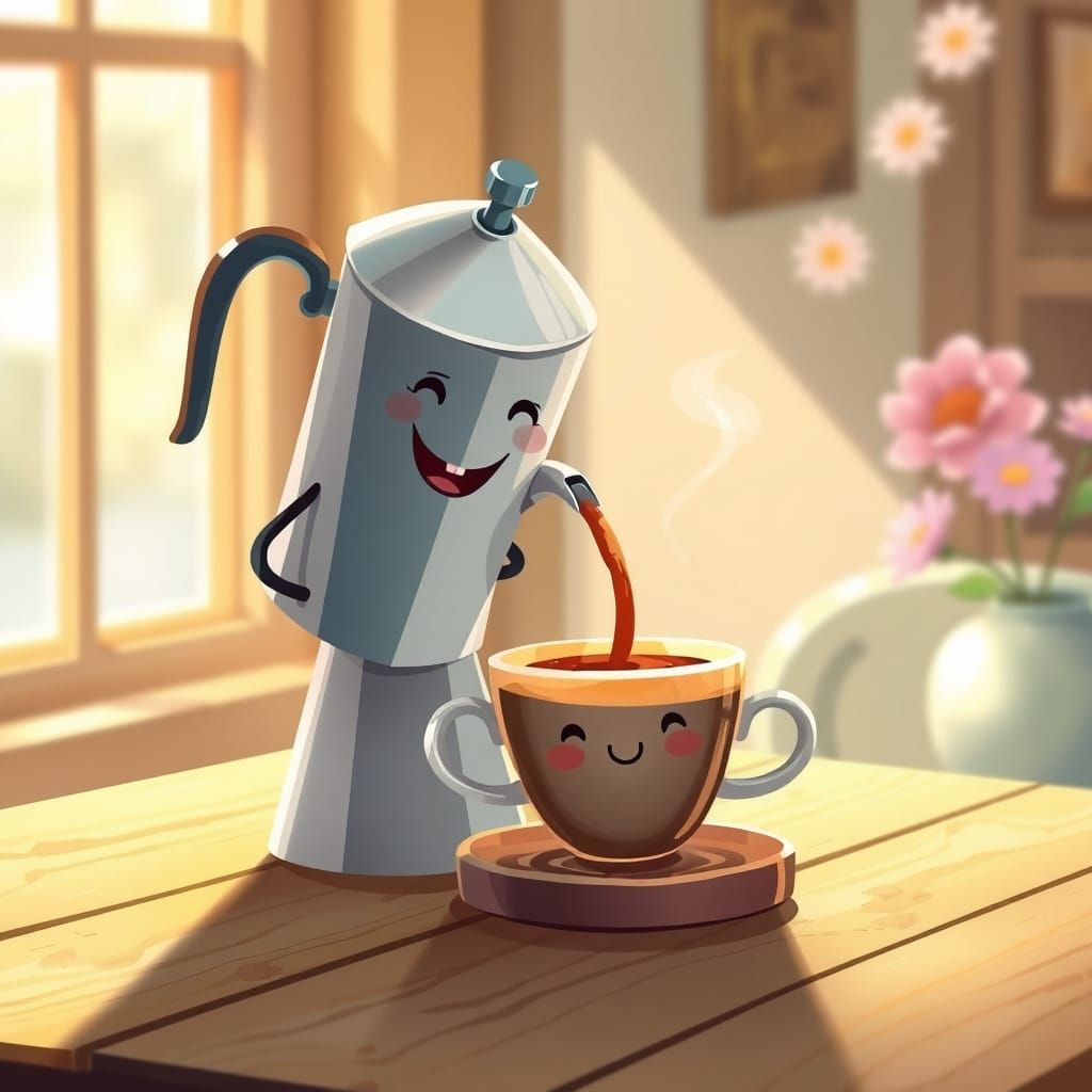 Whimsical Anthropomorphic Coffeepot Pours Espresso