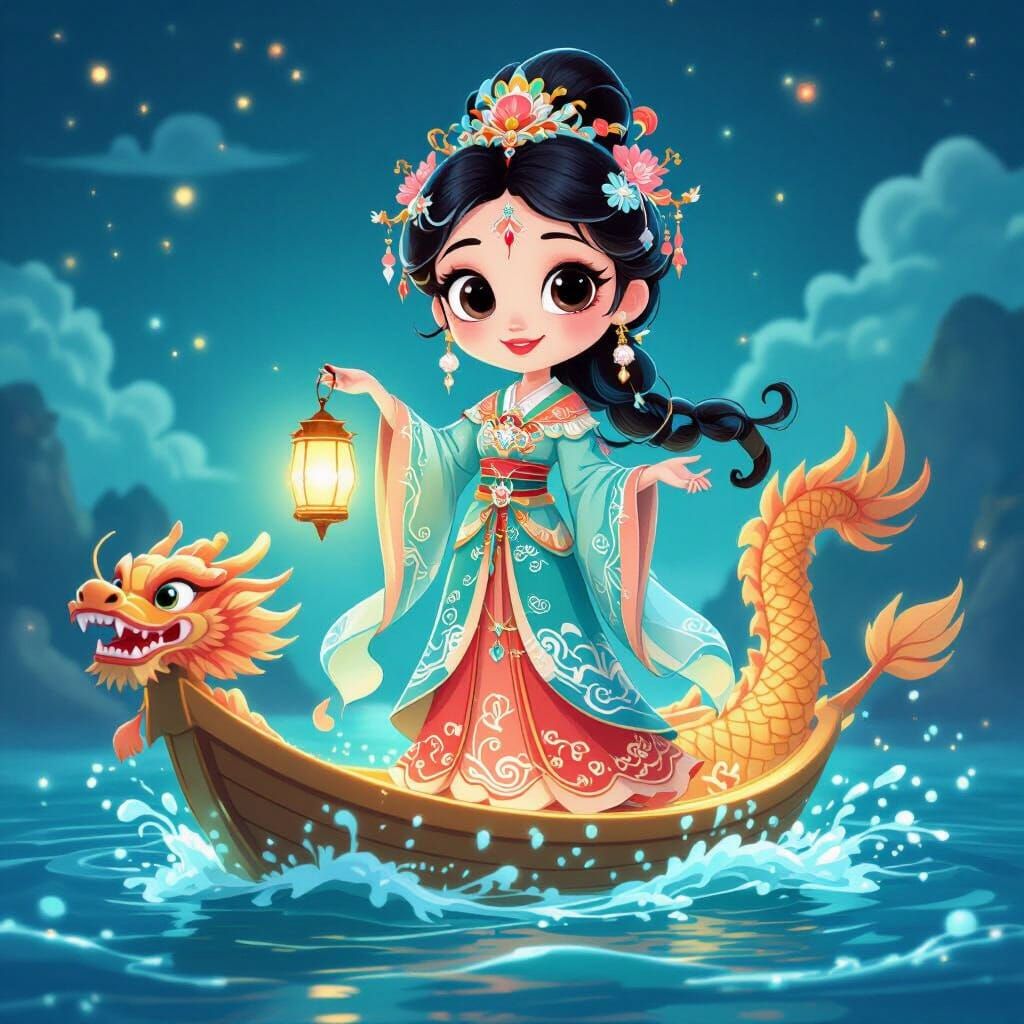 Disney Style Mazu Goddess in Qing Gown