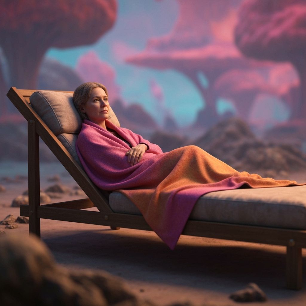 Contemplative Woman in an Abstract Landscape