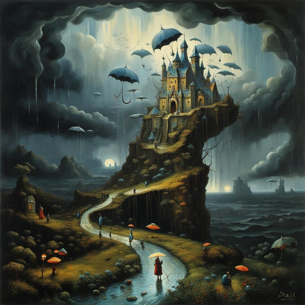 Surreal Storm: A Maximalist Vision of Joyful Rain