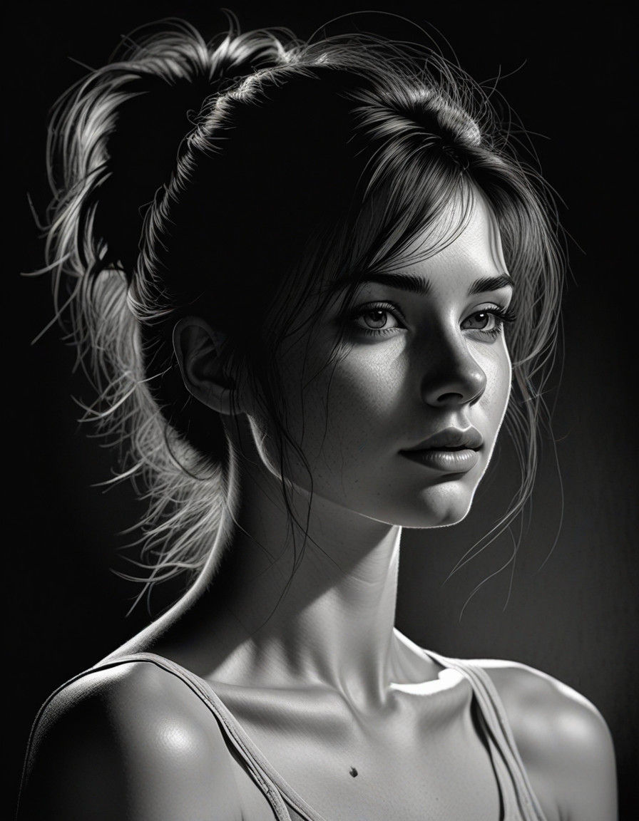 Christmas Portrait in Expressive Pencil Sketch Style