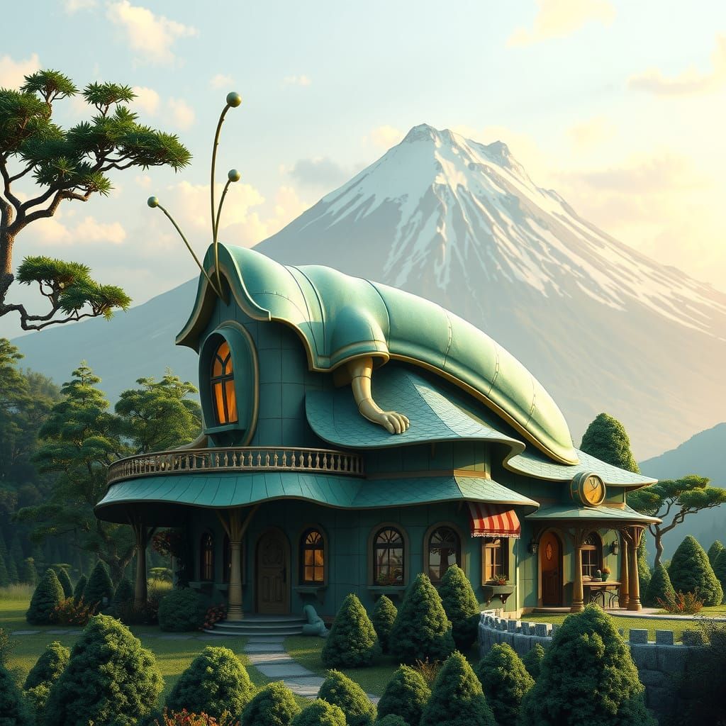 Surreal Grasshopper House Emerges at Volcano's Foot