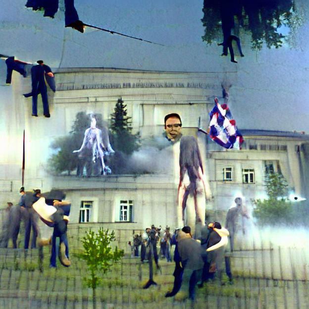 Scene Outside National Assembly in Belgrade