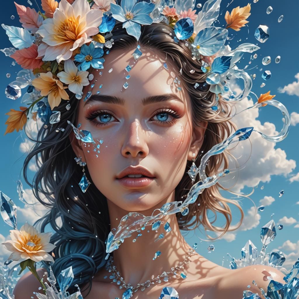 Crystal Fantasy: Woman with Sparkling Makeup