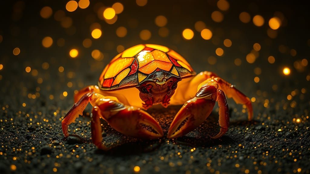 Stained-Glass Hermit Crab in Cosmic Abyss