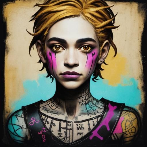 Whimsical Gothic Fairy Portrait in Expressionist Style