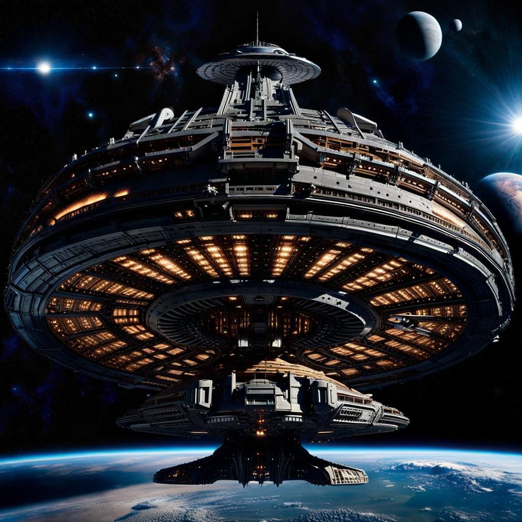 Epic Sci-Fi Spaceship with Planet-Devouring Wheels