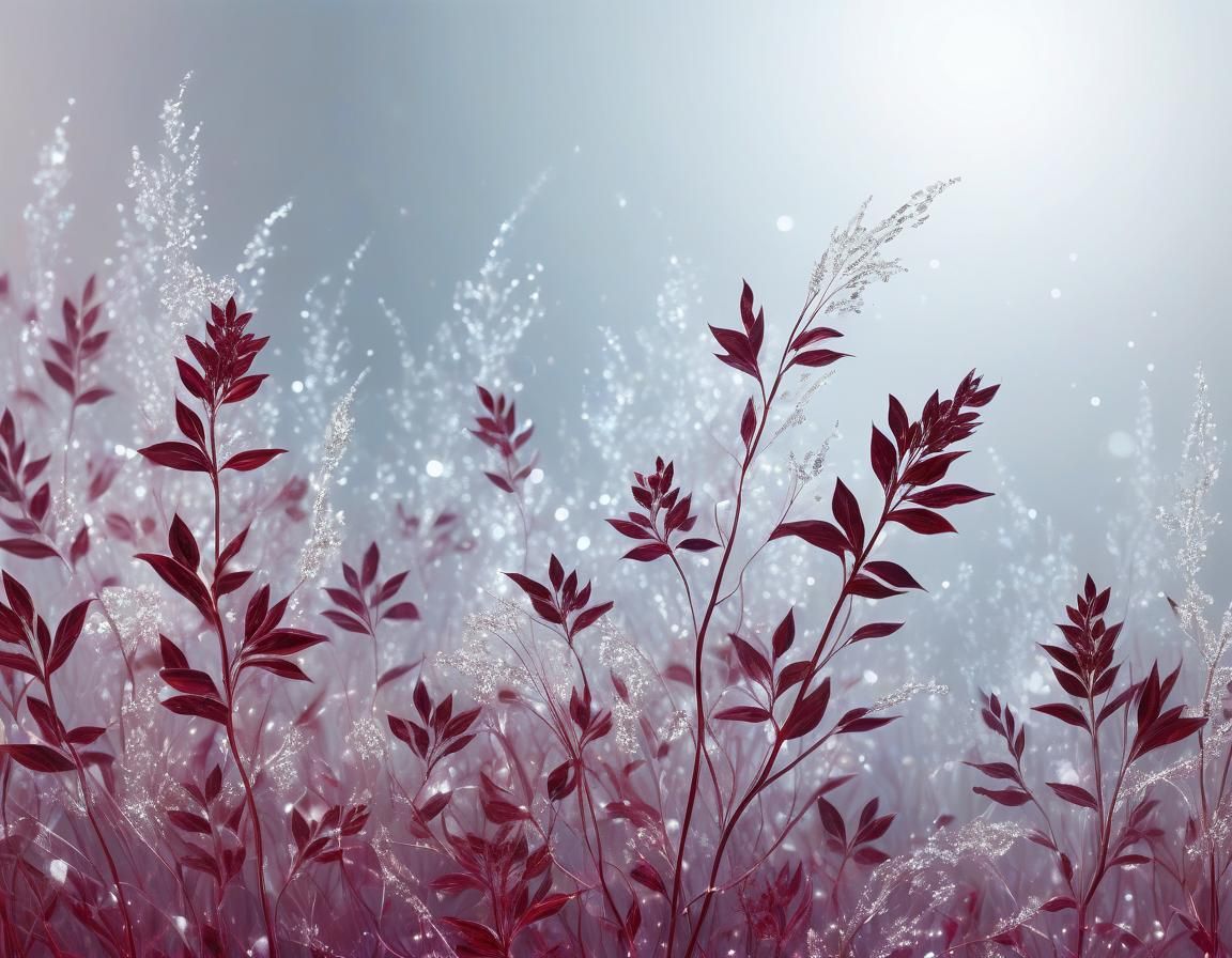Ethereal Floral Art with Maroon Light