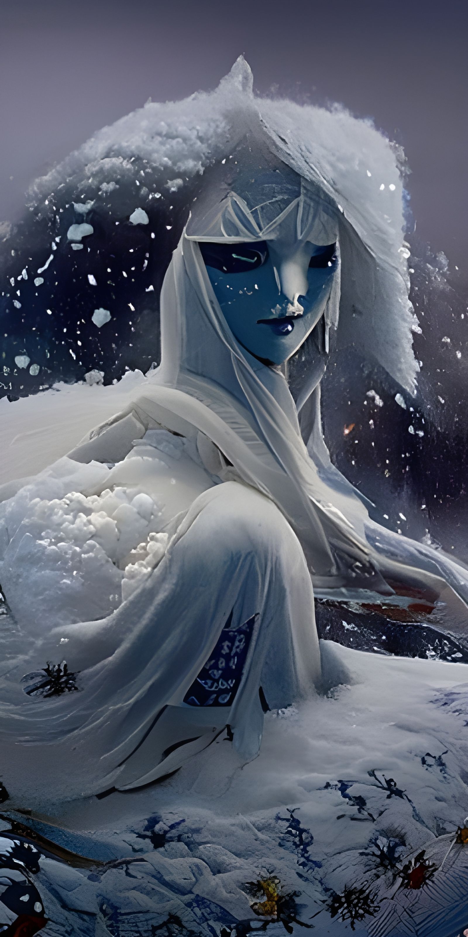 Mystical Yuki Onna in Snow Mantle