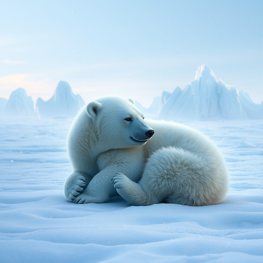 Polar Bear on Frozen Tundra: Matte Painting