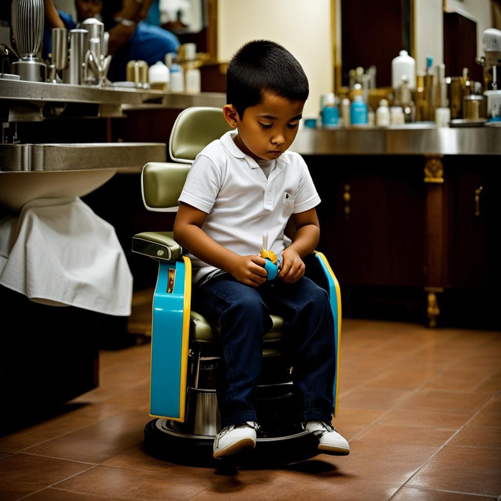 Frightened Boy's Barber Shop Fear