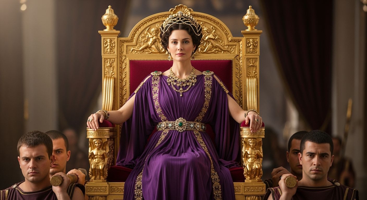 Roman Empress on Gold Throne, Regal Photography