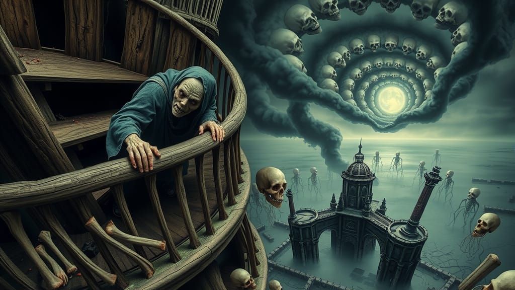 A crumbling, 300-foot tower of rotting wood, its structure w...