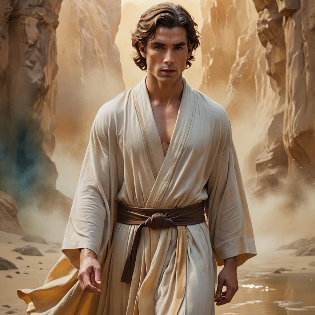 Hyperrealistic Adonis in a Soft, Warm Environment