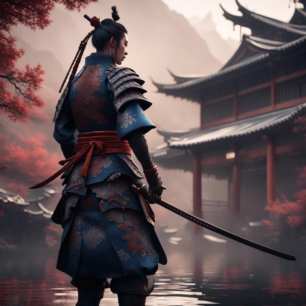 Lace Samurai: Detailed Matte Painting in Deep Color
