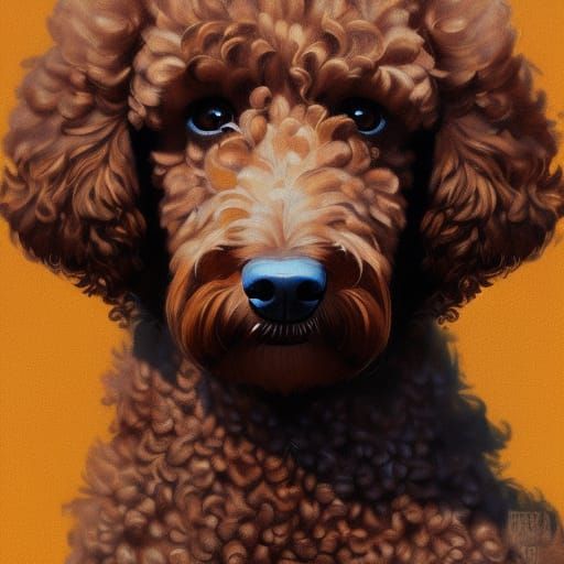 Detailed Poodle Portrait in the Style of Splash Art