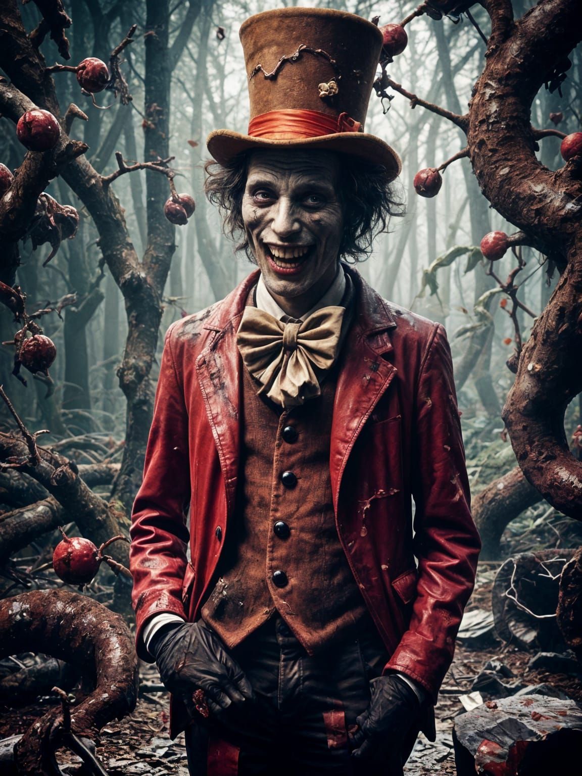 Grinning Zombie in a Dark Humorous Art Style