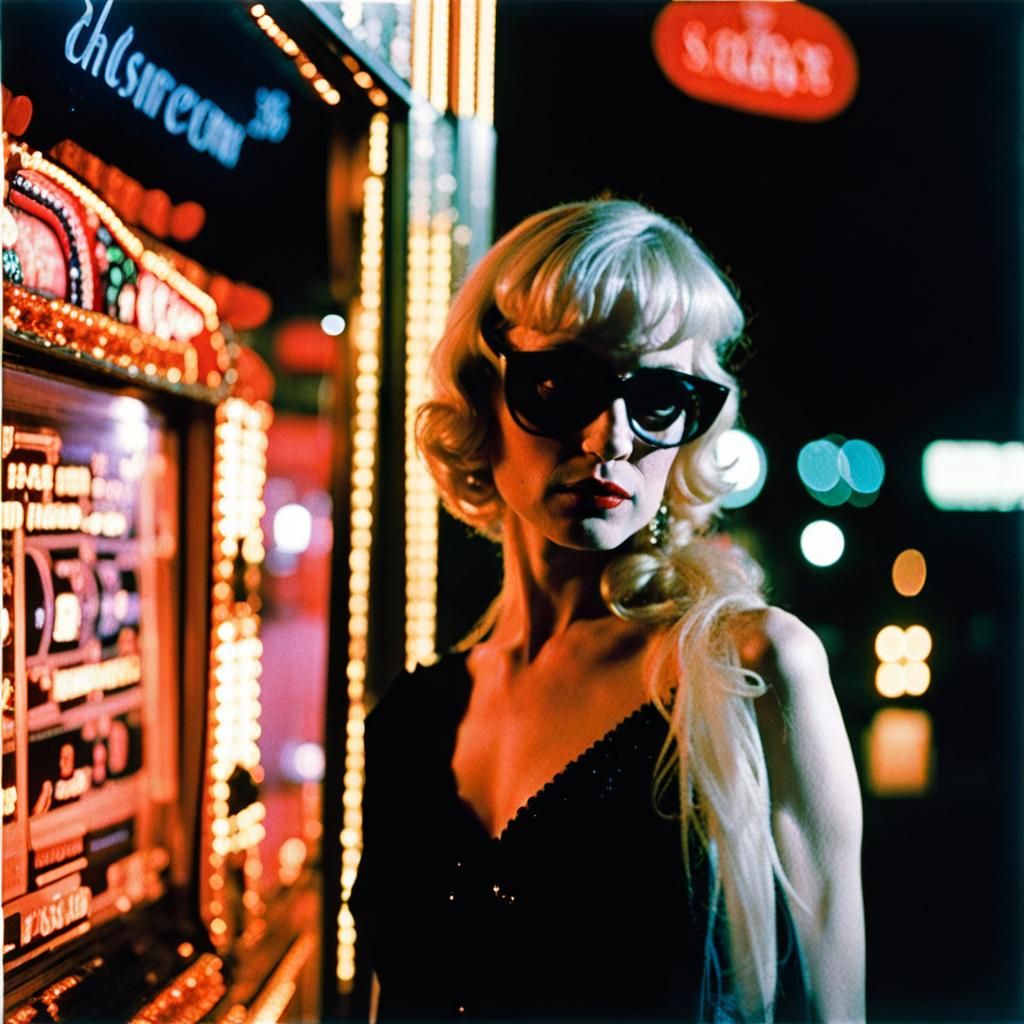 Underworld Demigoddess Outside Rural Casino: 35mm Portrait