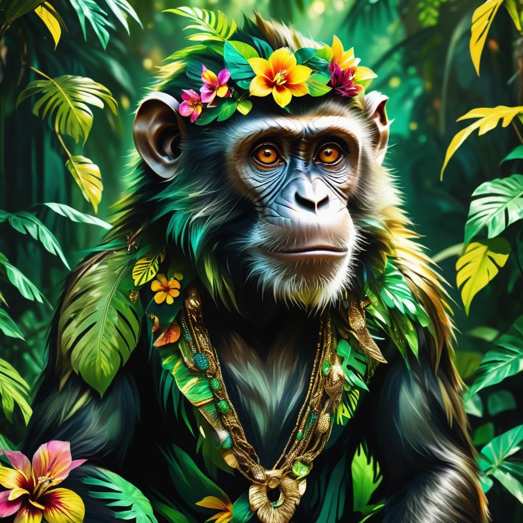 Monkey Top Model in Jungle Concept Art