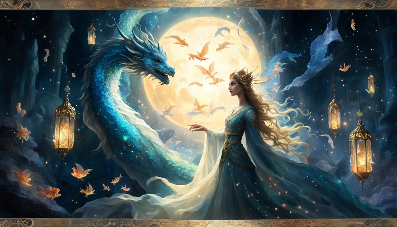 Mystical Dragons and Enchanted Maiden