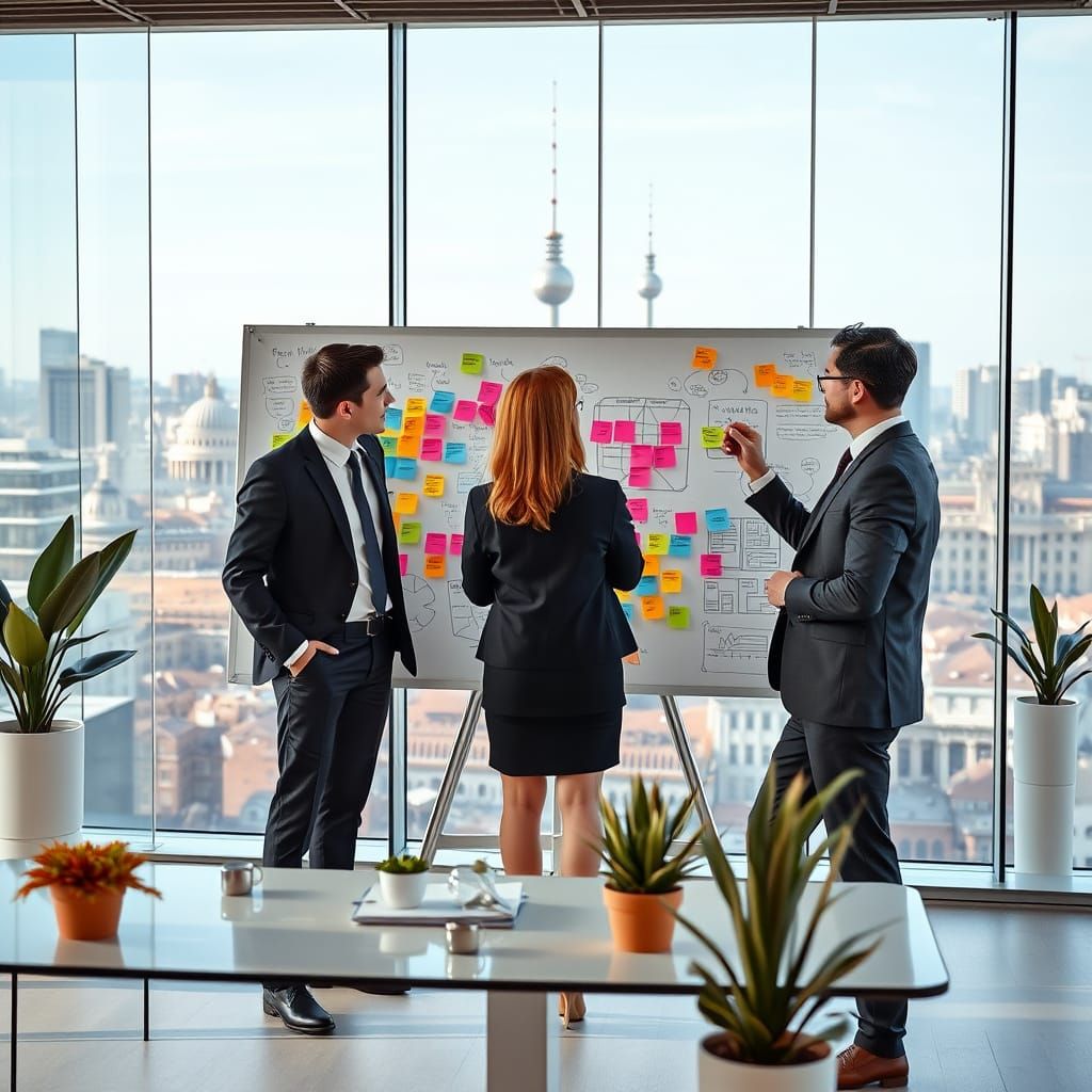 Brainstorming Session with German Skyline View