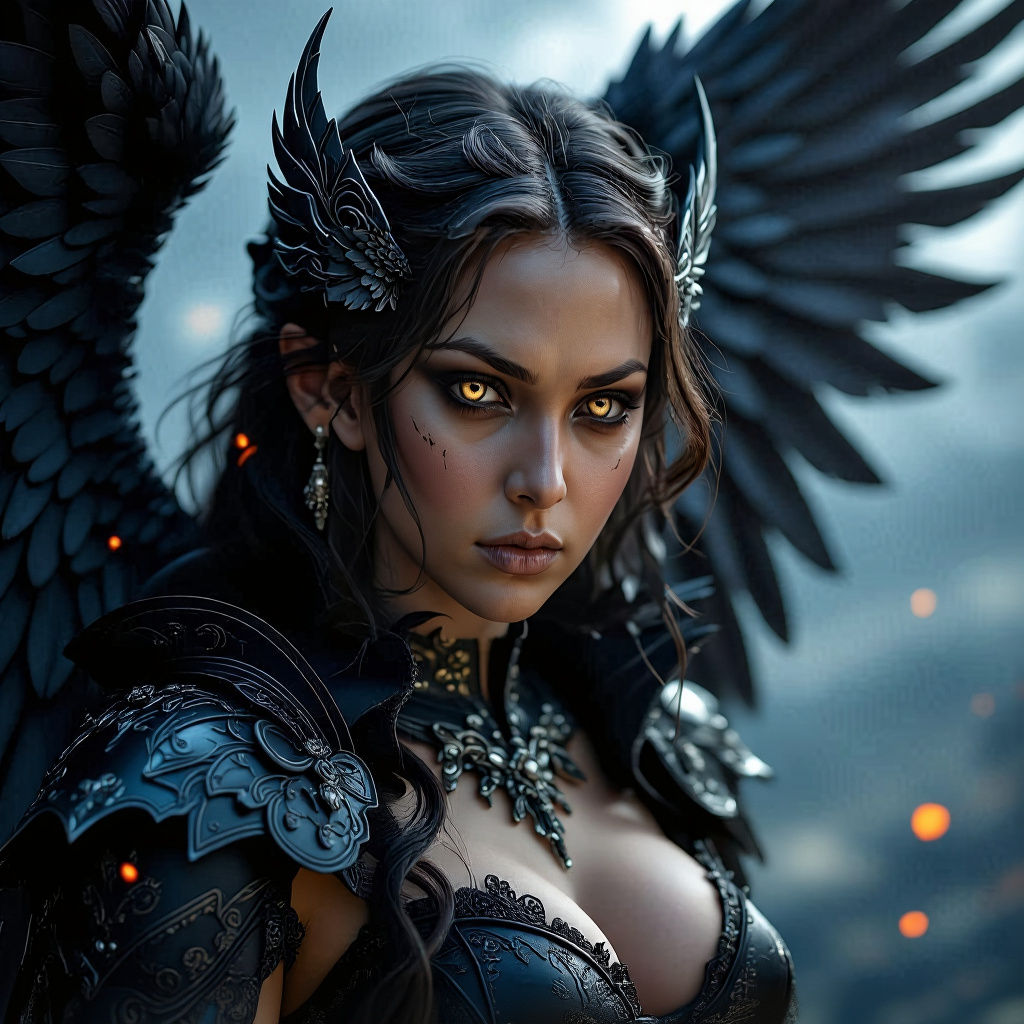 Stunning Dark Angel in Gothic Armor