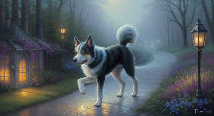 Ethereal Fantasy Dog Image in Hyperdetailed Style