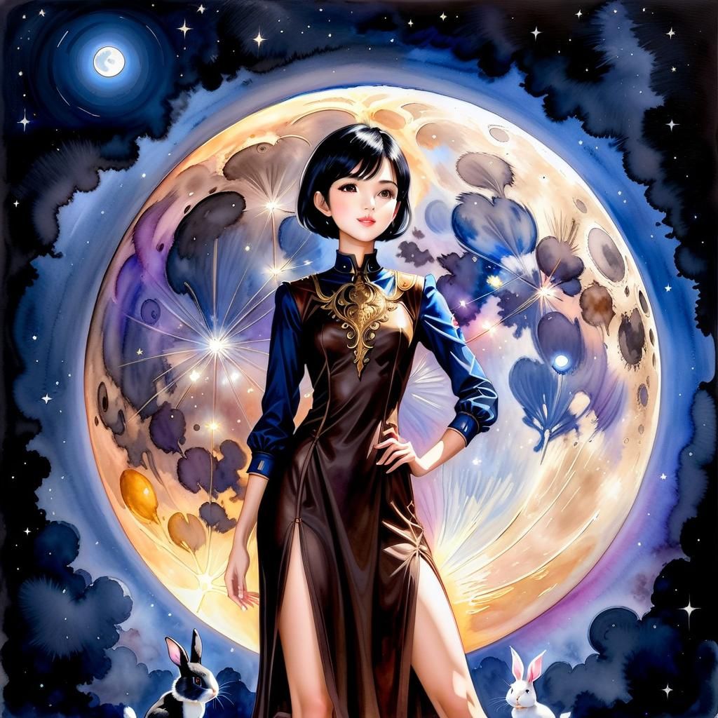 Thai Woman in Cheongsam Surrounded by Light Energy