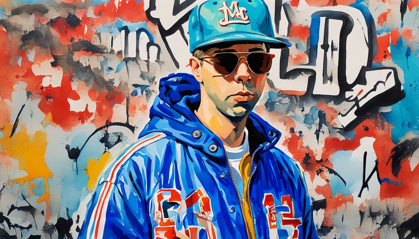 Rapper Portrait in Watercolor Pop Art Style