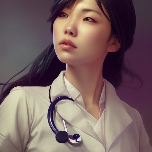 Hyperdetailed Portrait of an Asian Female Nurse