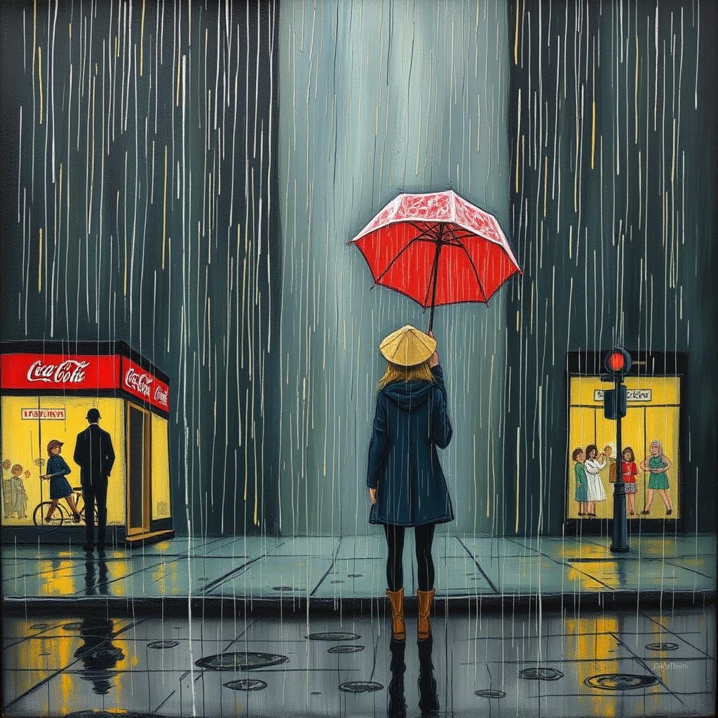 Rainy Day People: Watercolor Impression