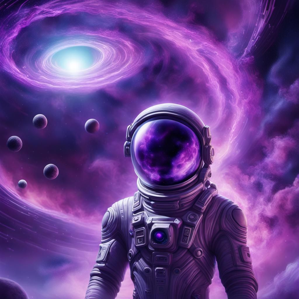 Astronaut Encounter with Alien Spaceship in Nebula