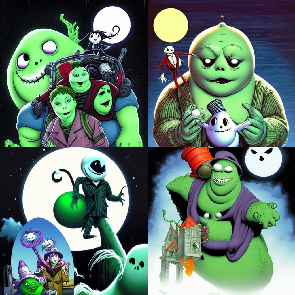 Nightmare Before Christmas and Ghostbusters Comic Art
