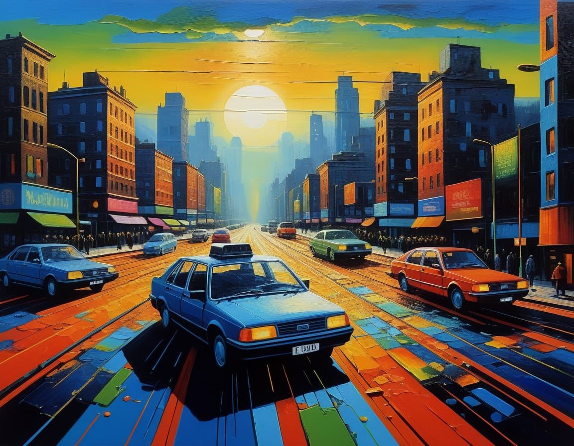 Surreal Cityscape Emerges from a Rotary Telephone in Neo-Exp...