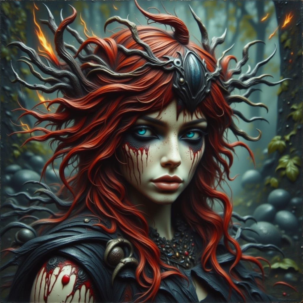 Bloody Gypsy Fortune Teller in Digital Painting