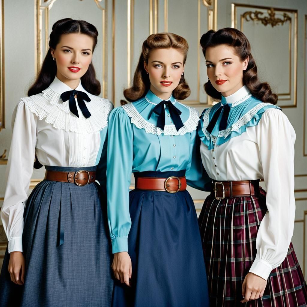 Vintage Women's Fashion with Colorful Details