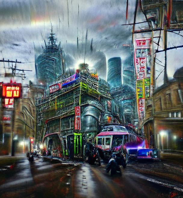 Cyberpunk Victorian City in Hyperrealism