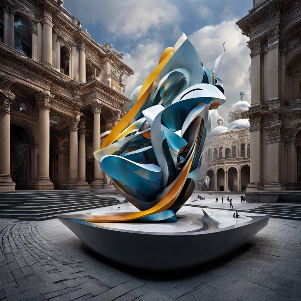 Vibrant Urban Sculpture in Motion