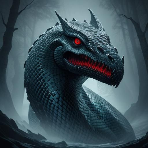 Serpent of Norse Legend in Nordic Folk Art