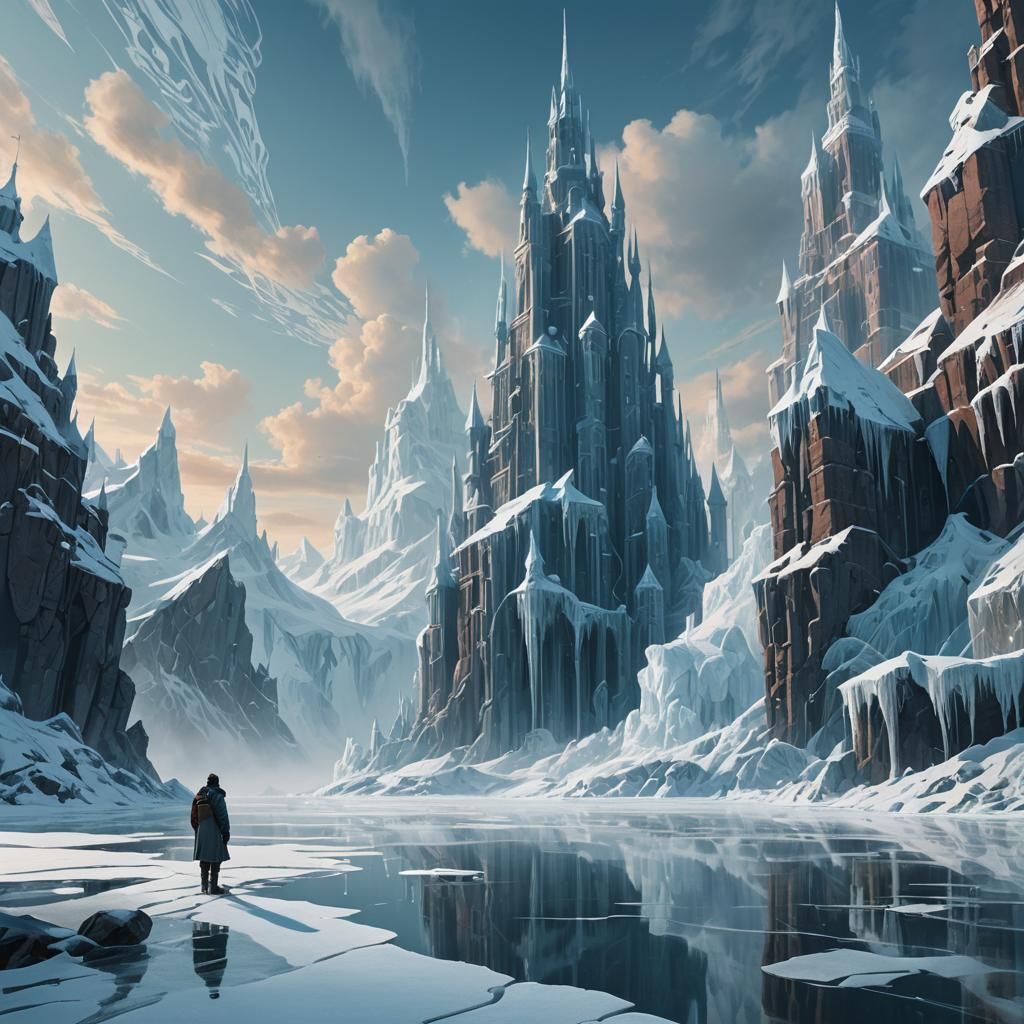 Frozen Lake: Majestic Fantasy Concept Art