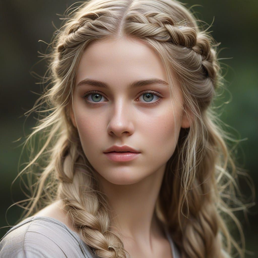 Enchanted Maiden in Soft Focus, Inspired by Pre-Raphaelite A...