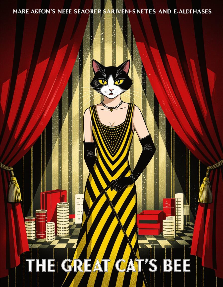 The Great Cat's Bee: Art Deco Cat Movie Poster