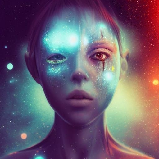 Elf Girl Portrait in Cyberpunk Anime Style