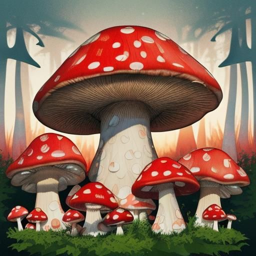 Fantastical Mushroom in a Candyland Forest