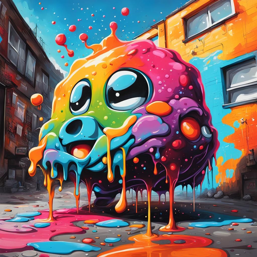 Colorful Melting Graffiti Street Art