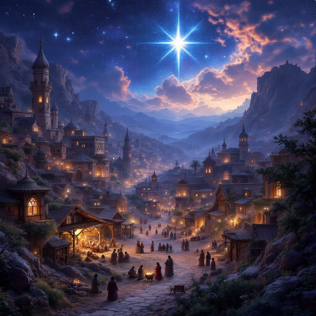 Spectacular Starry Night in Ancient Bethlehem