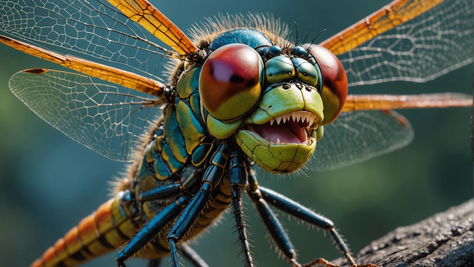 Humorous 3D Image of an Angry Dragonfly